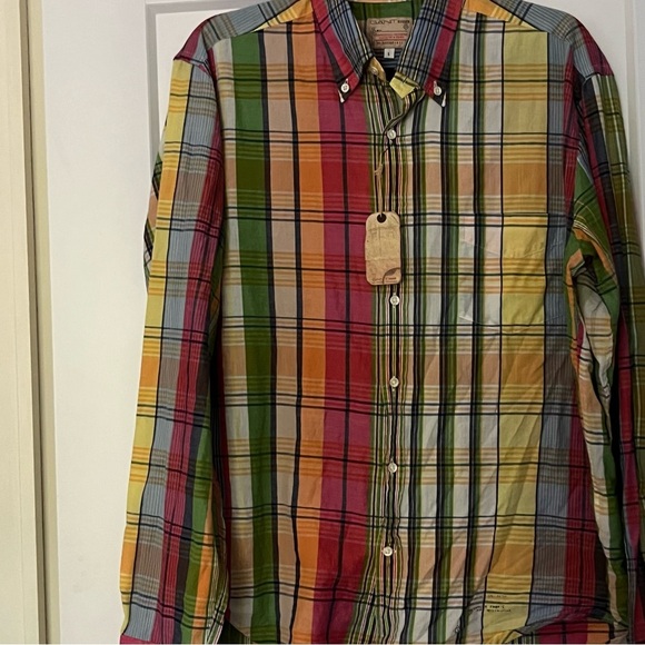 NWT Gant Indian Cotton Madras Shirt Regular Fit Shirt - Picture 4 of 12